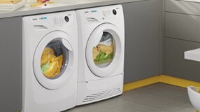 Washing machines filled with clothes